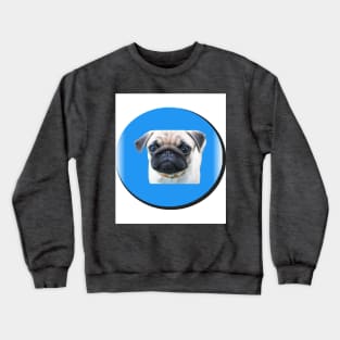 bulldog on a blue background Crewneck Sweatshirt
